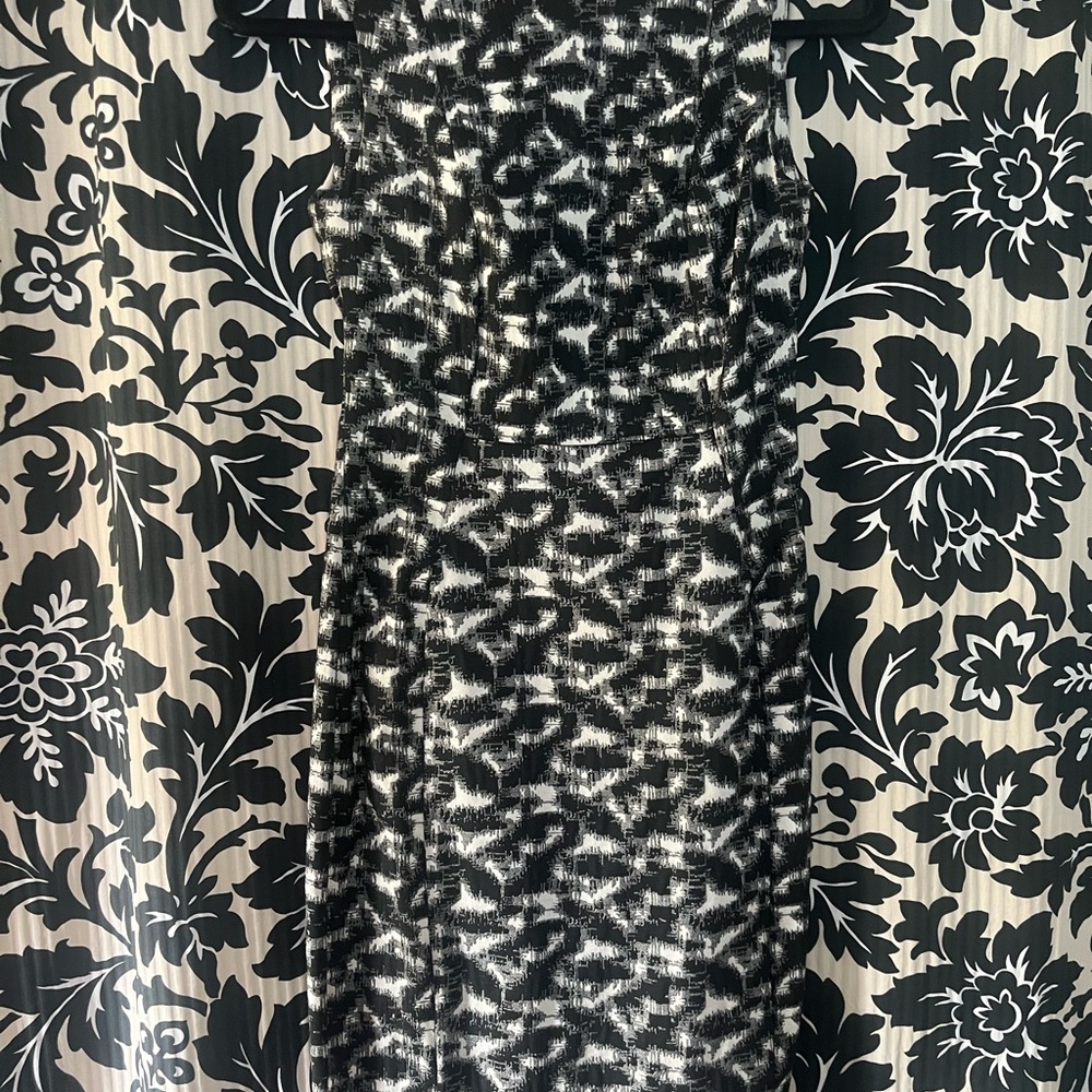 Calvin Klein Black and White Abstract Print Dress